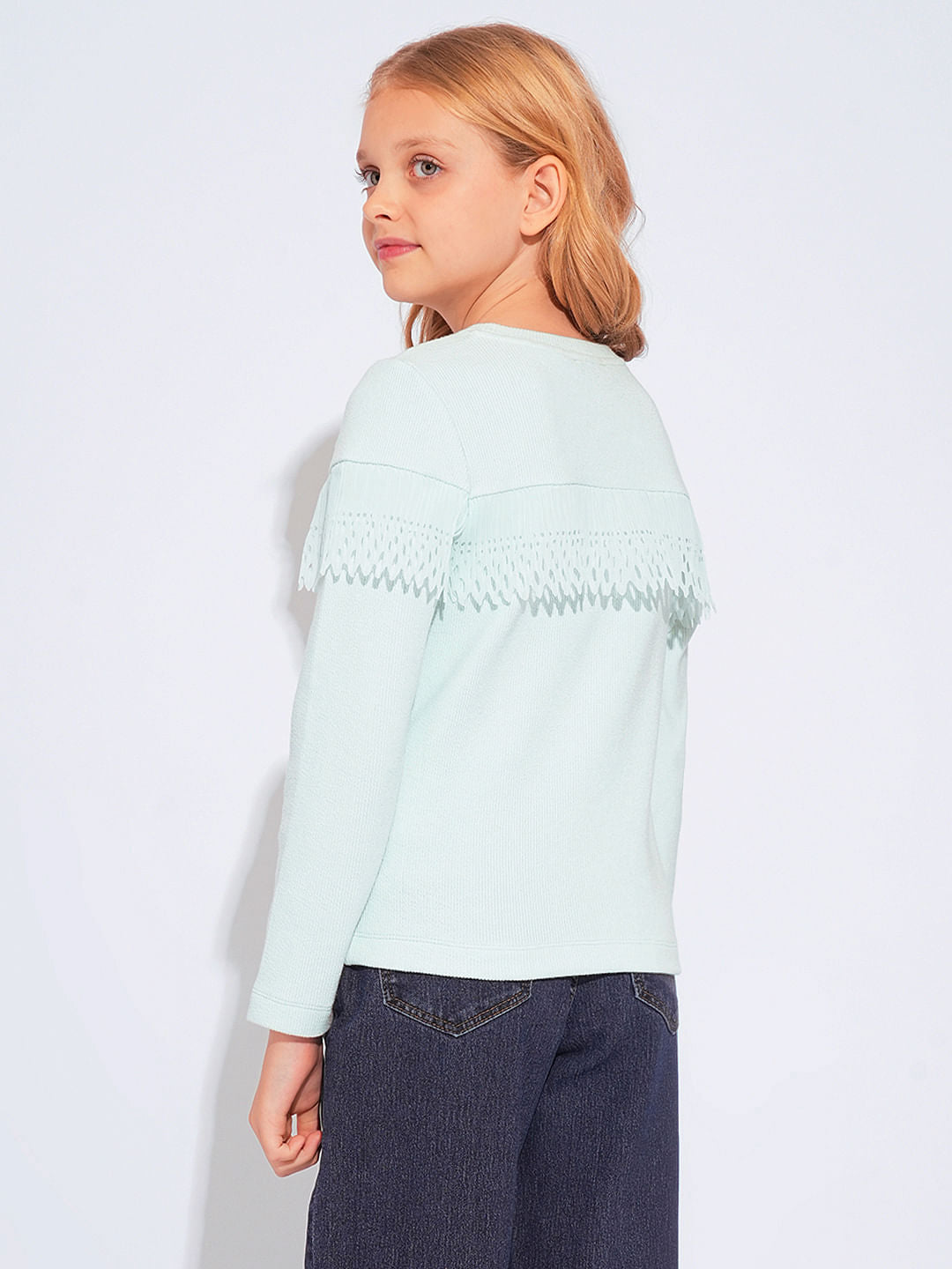 Girls Turquoise Full Sleeves Top