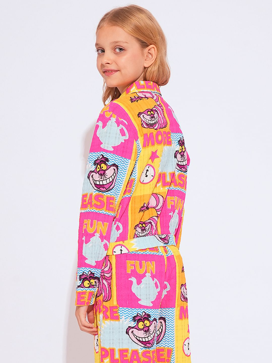 Girl Cheshire Cat Pink Printed Co-Ord Set Shirt