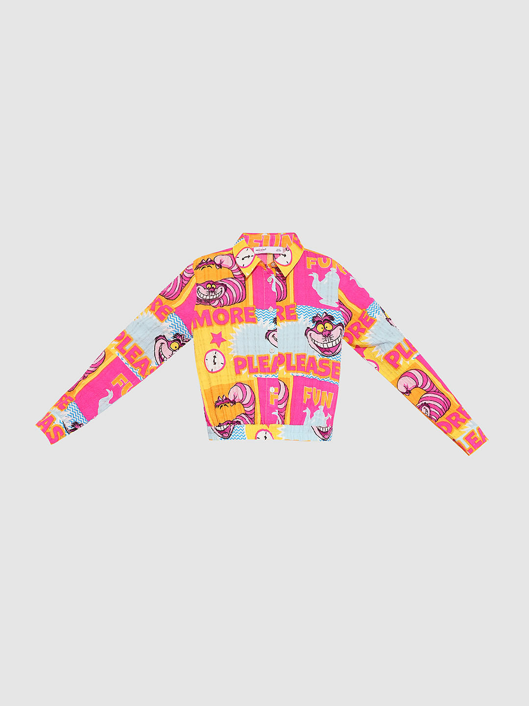 Girl Cheshire Cat Pink Printed Co-Ord Set Shirt