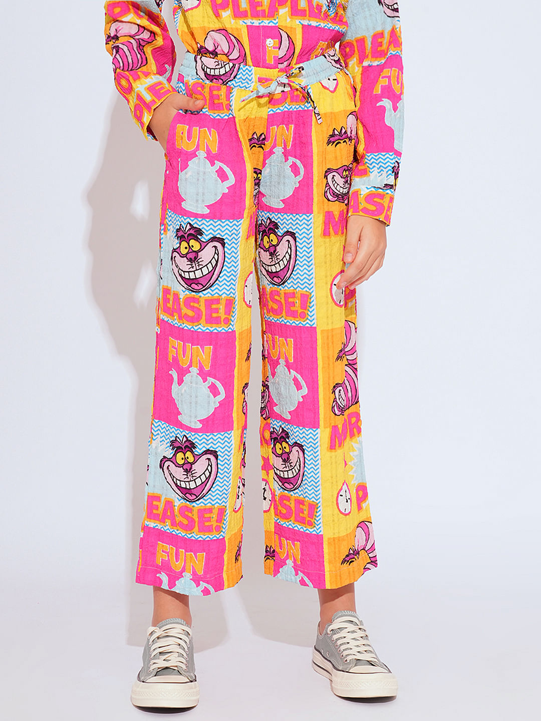 Girl Cheshire Cat Pink Printed Co-Ord Set Pants