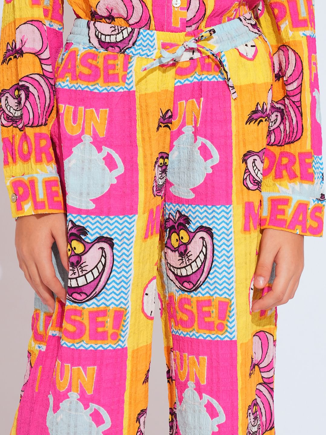 Girl Cheshire Cat Pink Printed Co-Ord Set Pants