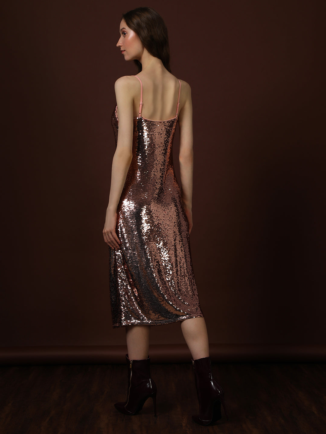 Rose Gold Embellished Midi Dress