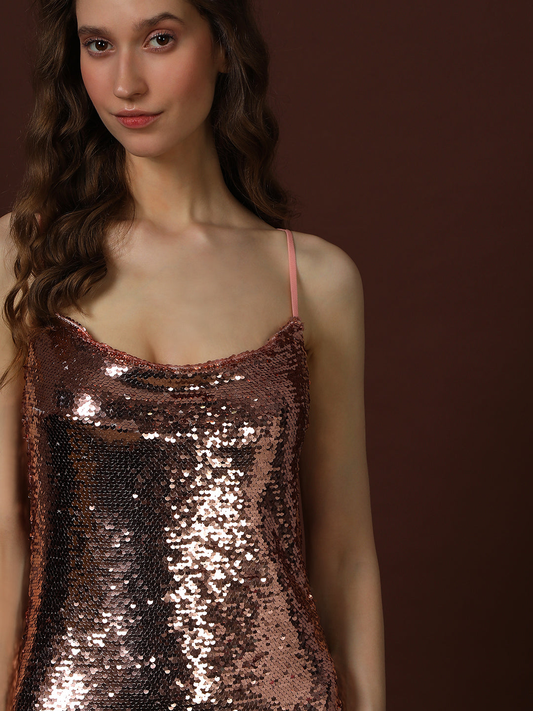 Rose Gold Embellished Midi Dress