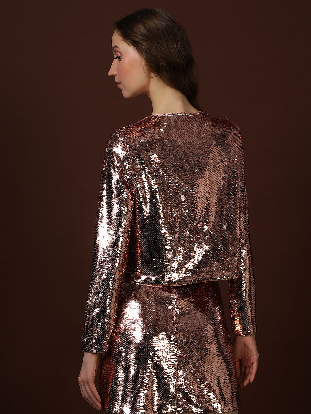 Rose Gold Sequined Co-Ord Set Jacket