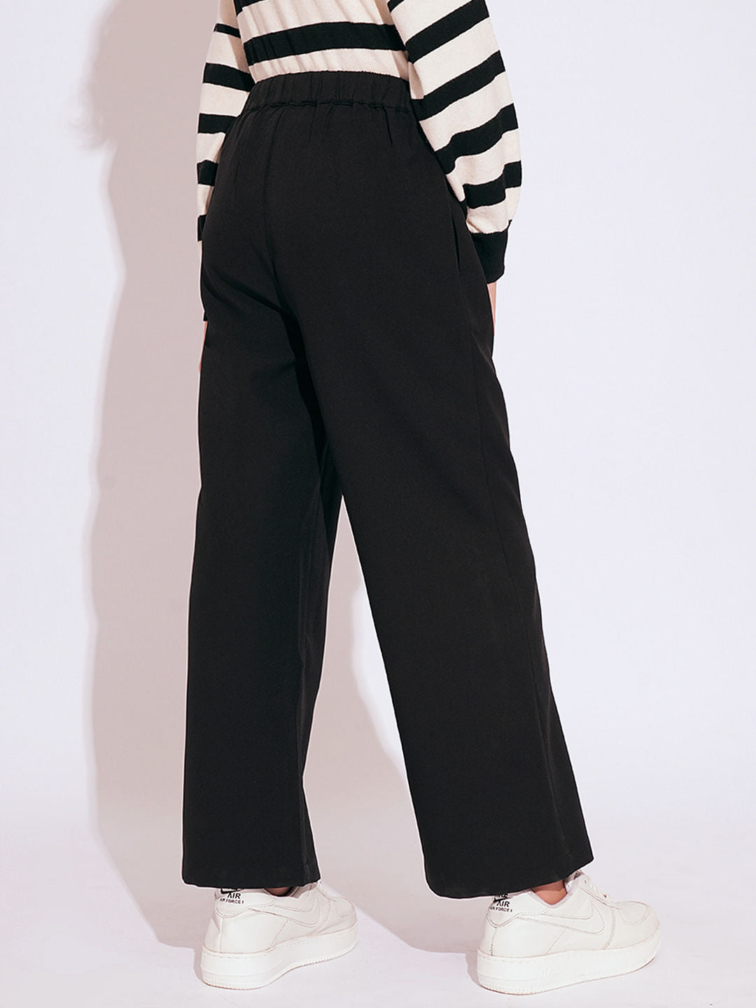 Girls Black Button Detail Pants