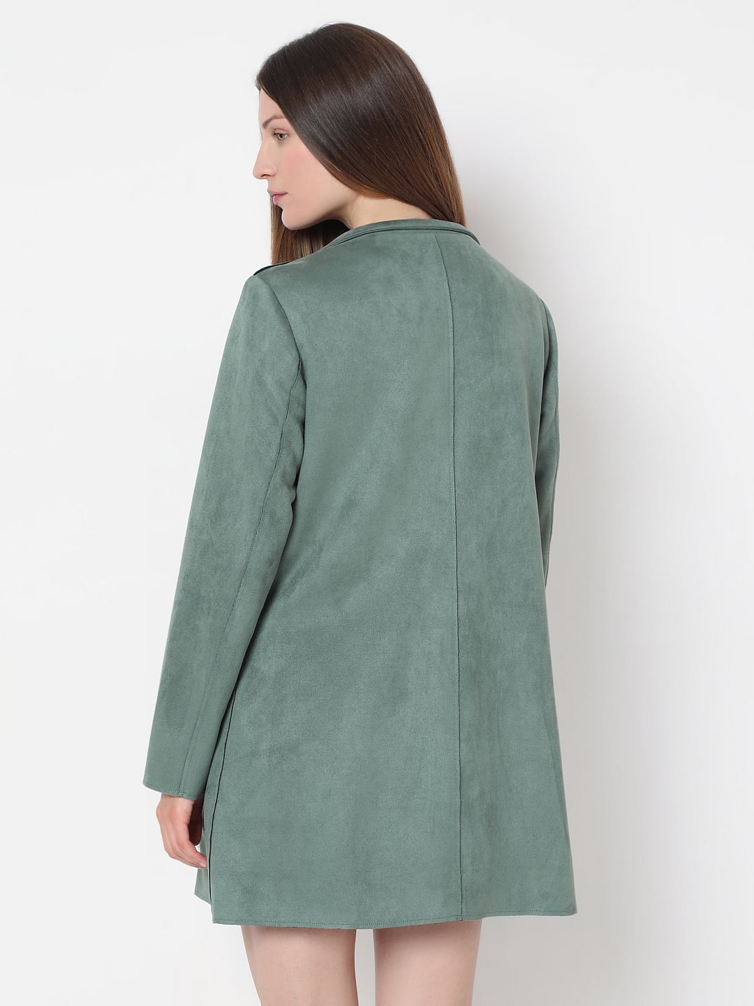 Dark Green Long Suede Jacket