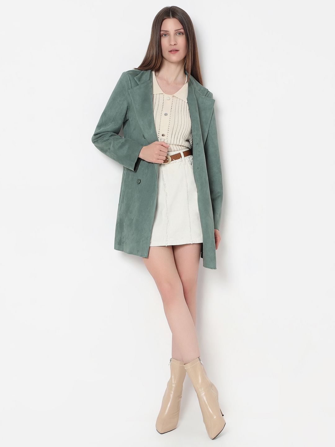 Dark Green Long Suede Jacket