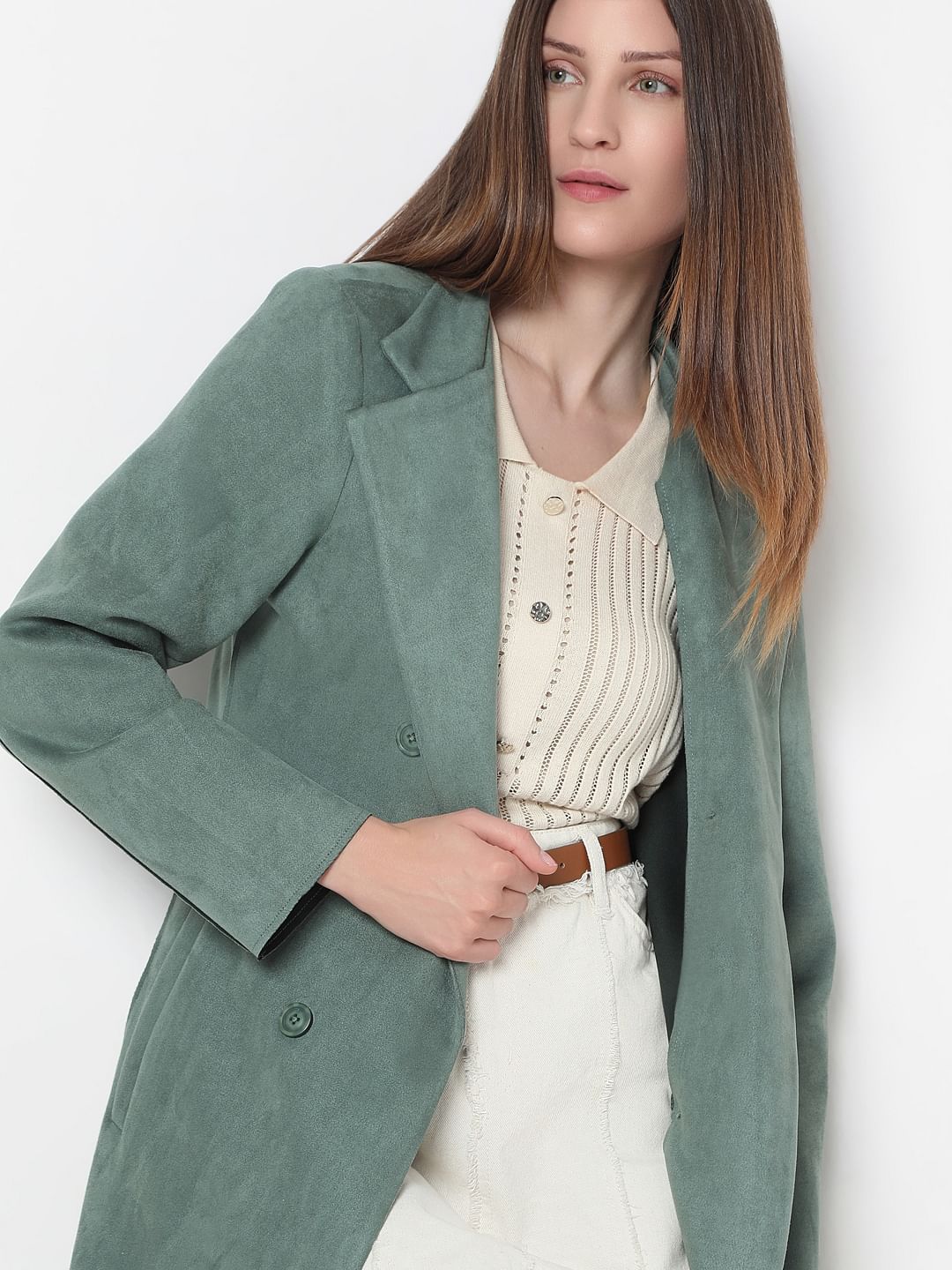 Dark Green Long Suede Jacket