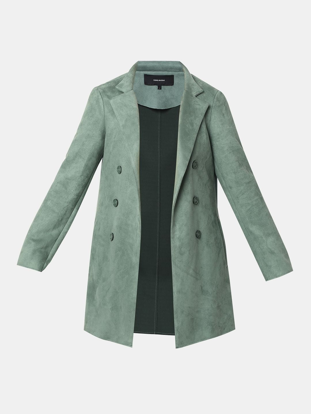 Dark Green Long Suede Jacket