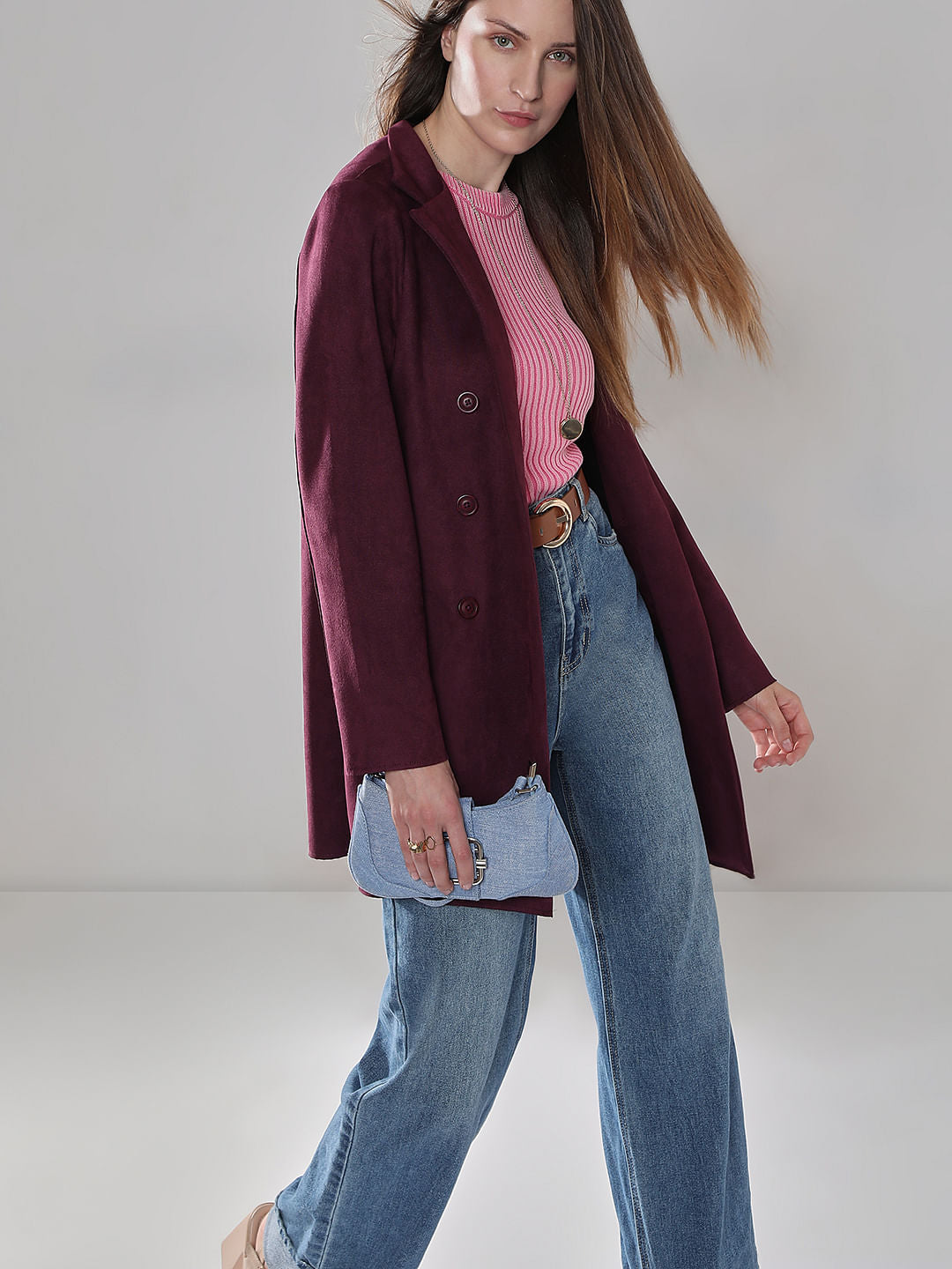 Purple Suede Long Coat