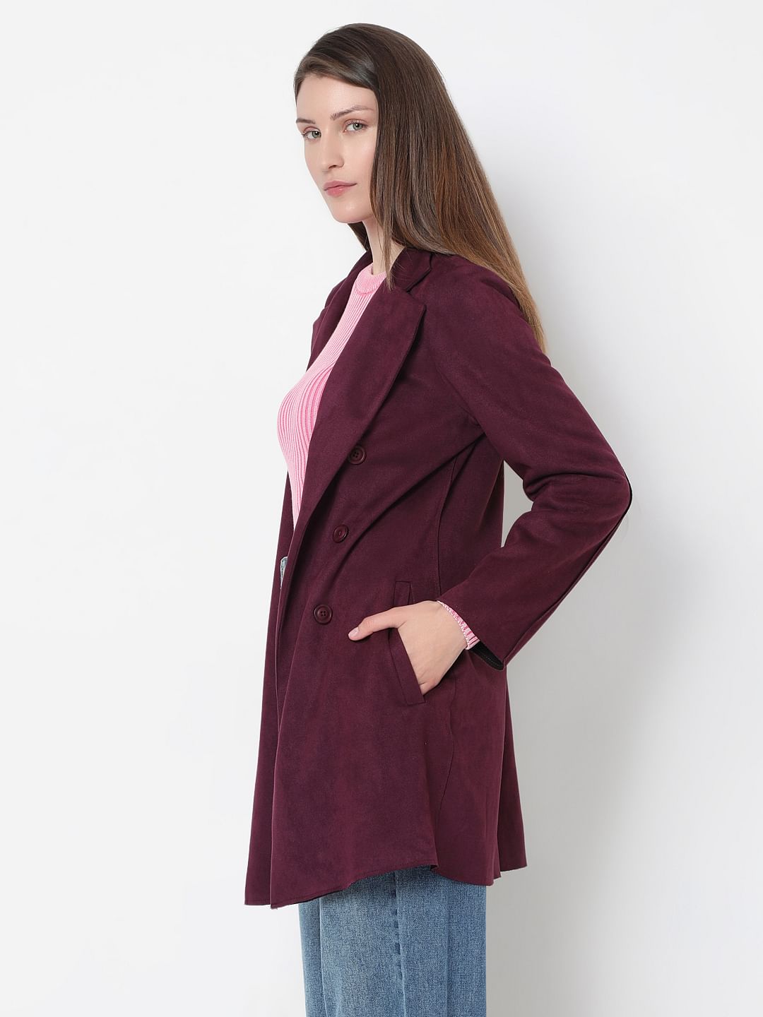 Purple Suede Long Coat