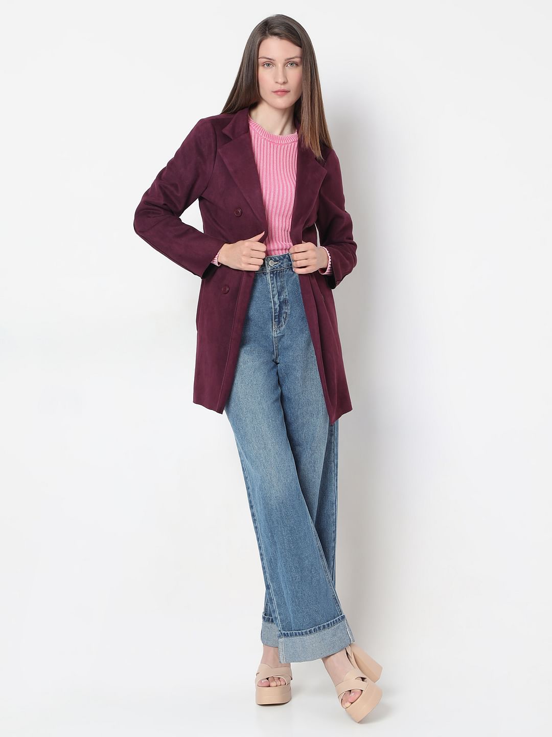 Purple Suede Long Coat