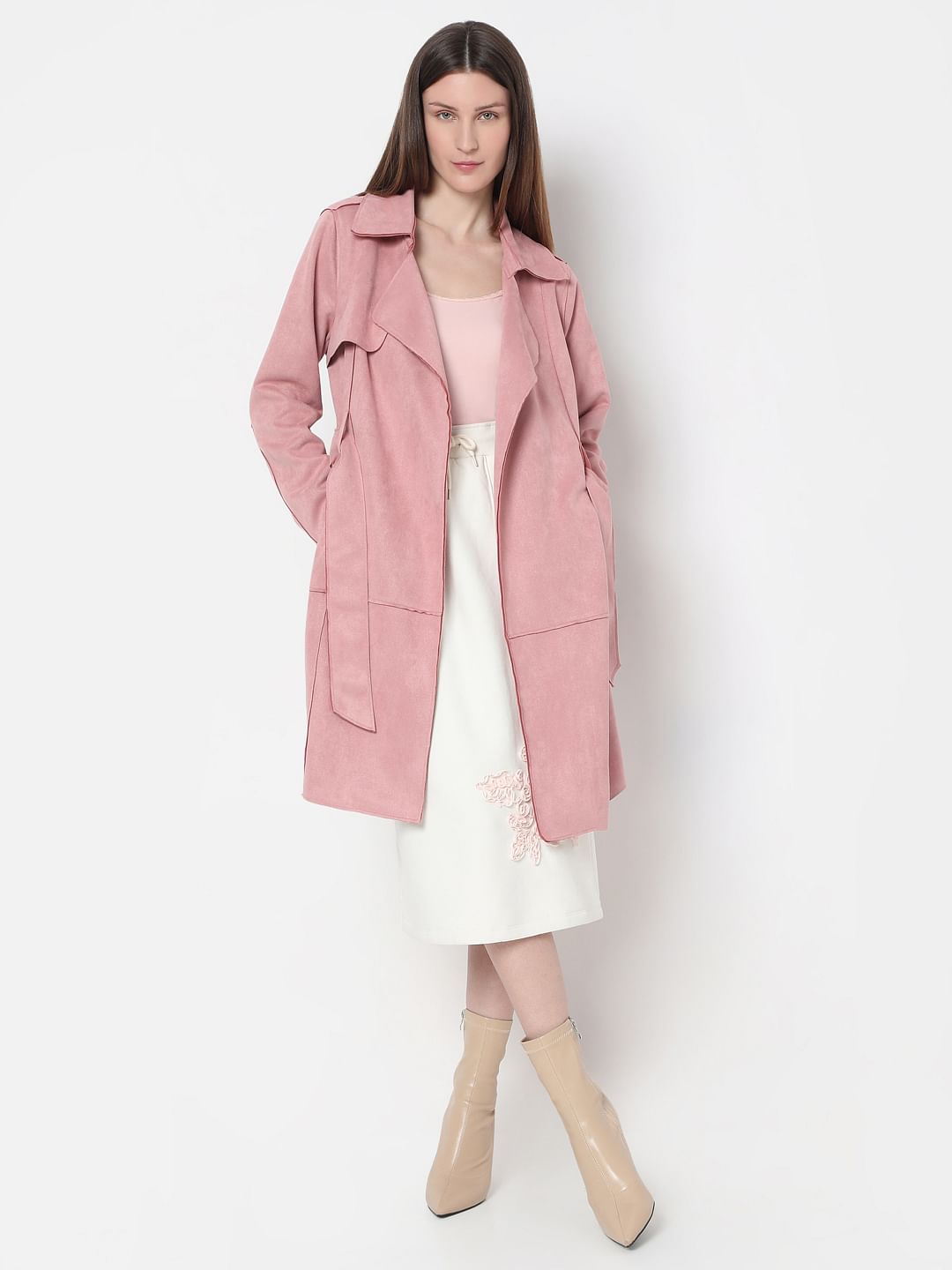 Pink Suede Long Coat