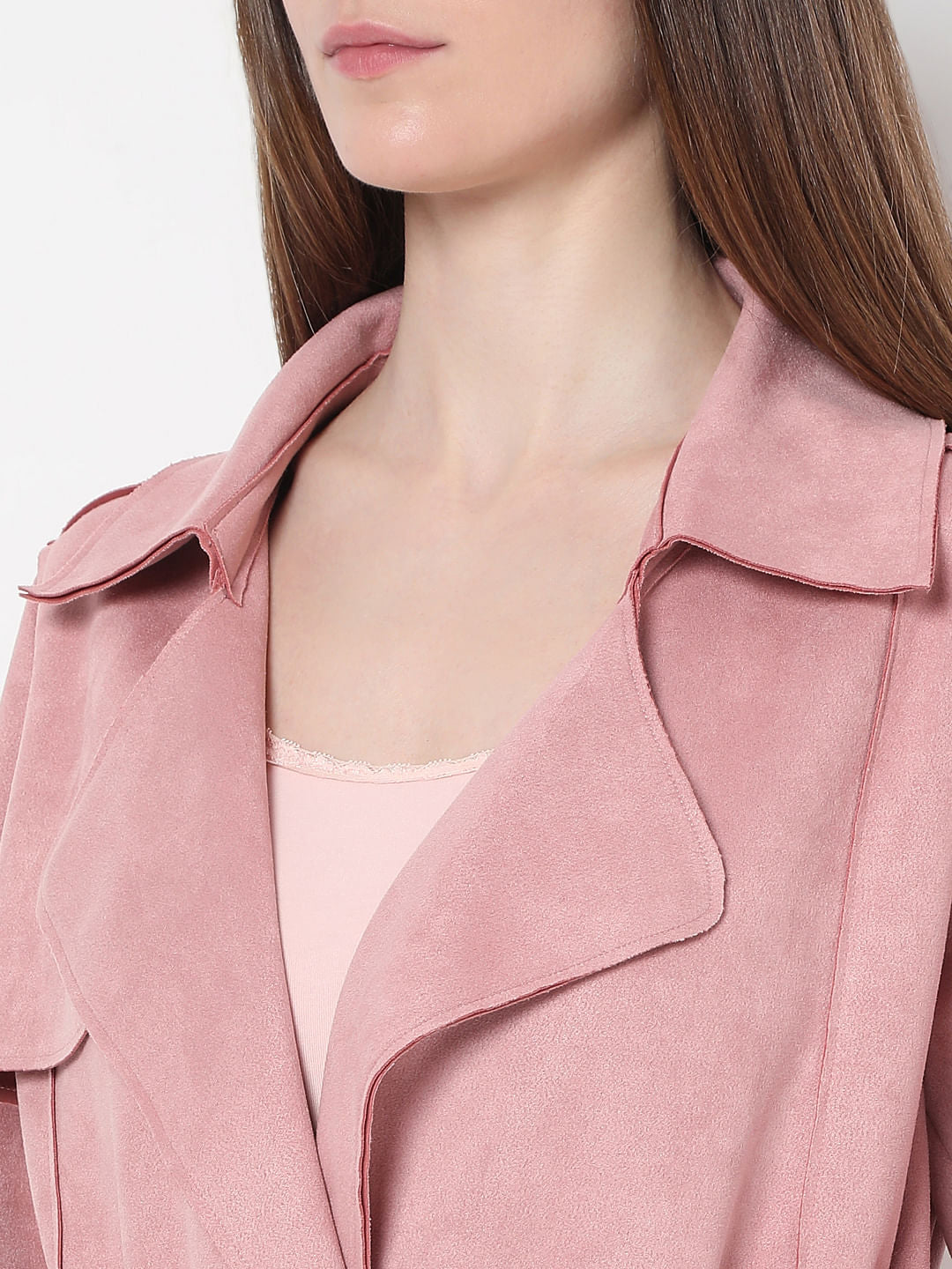 Pink Suede Long Coat
