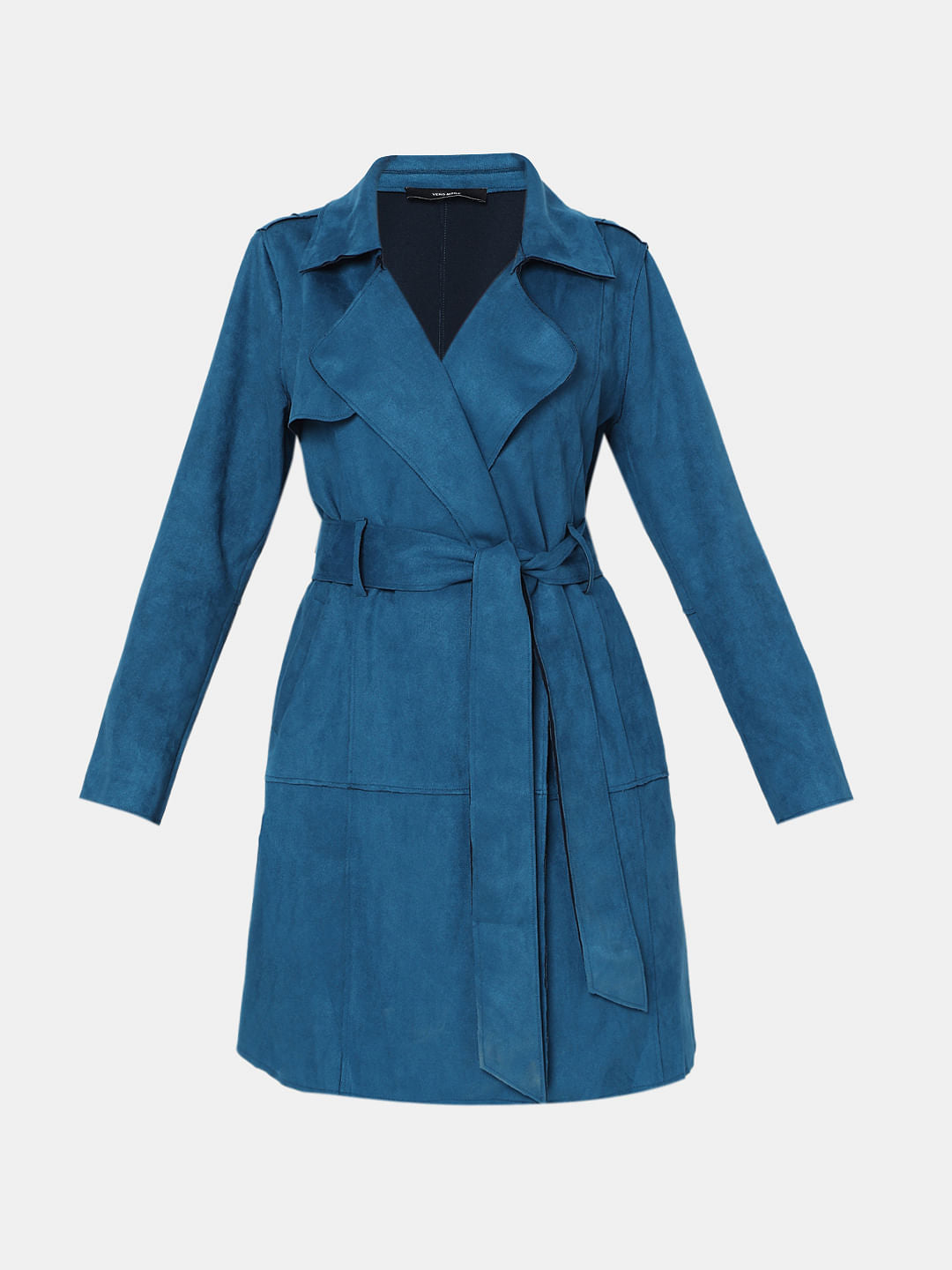 Blue Suede Long Coat