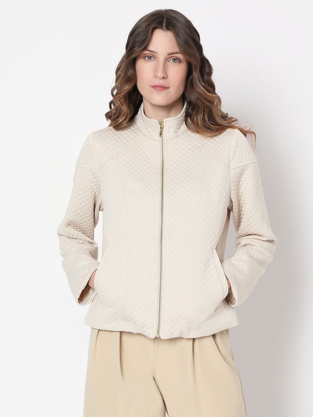 Beige Quilted Jacket