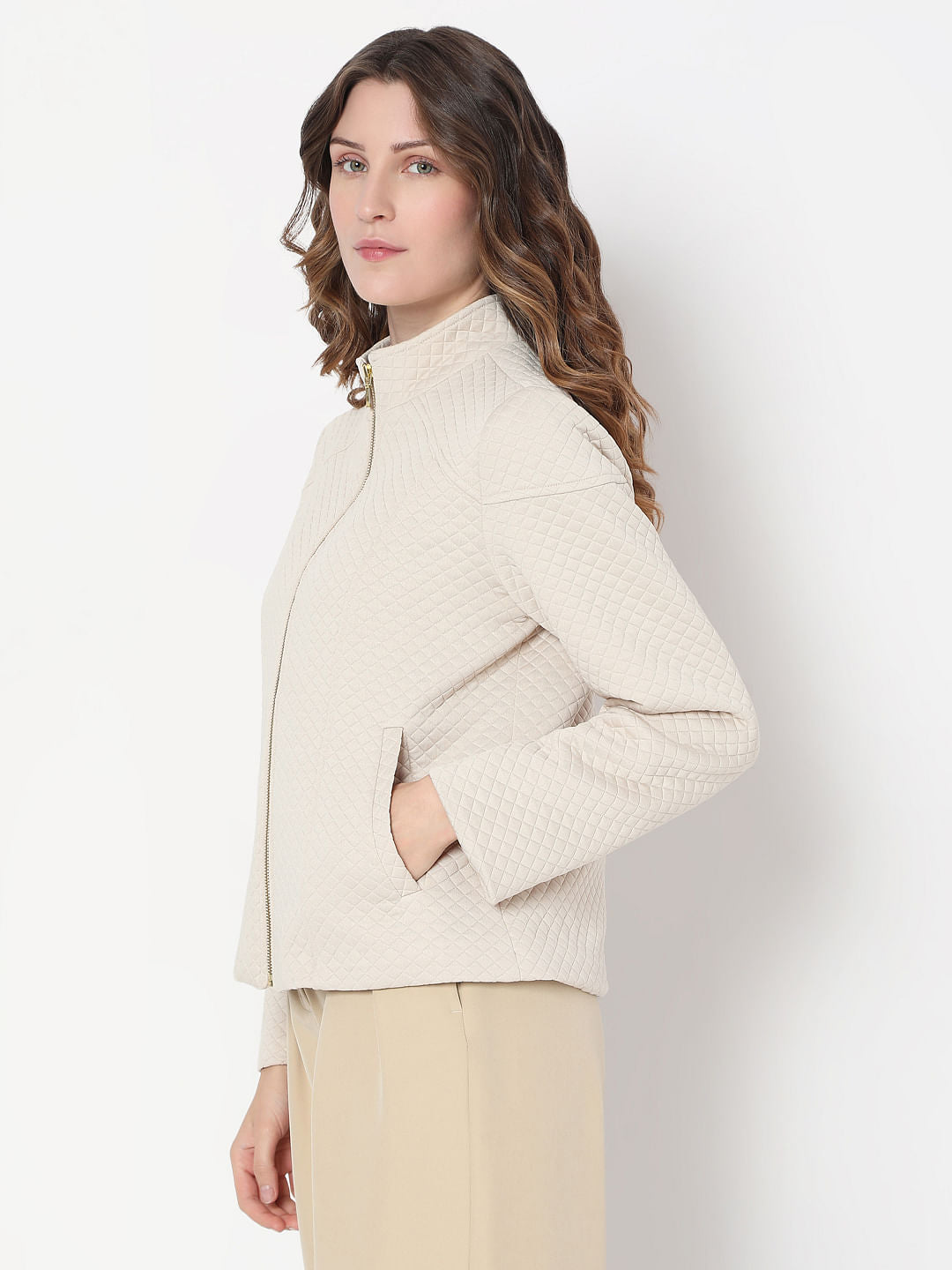 Beige Quilted Jacket