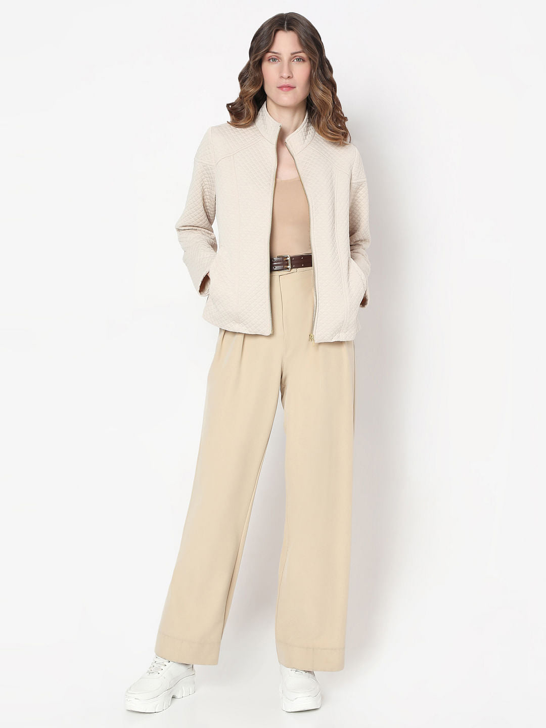 Beige Quilted Jacket