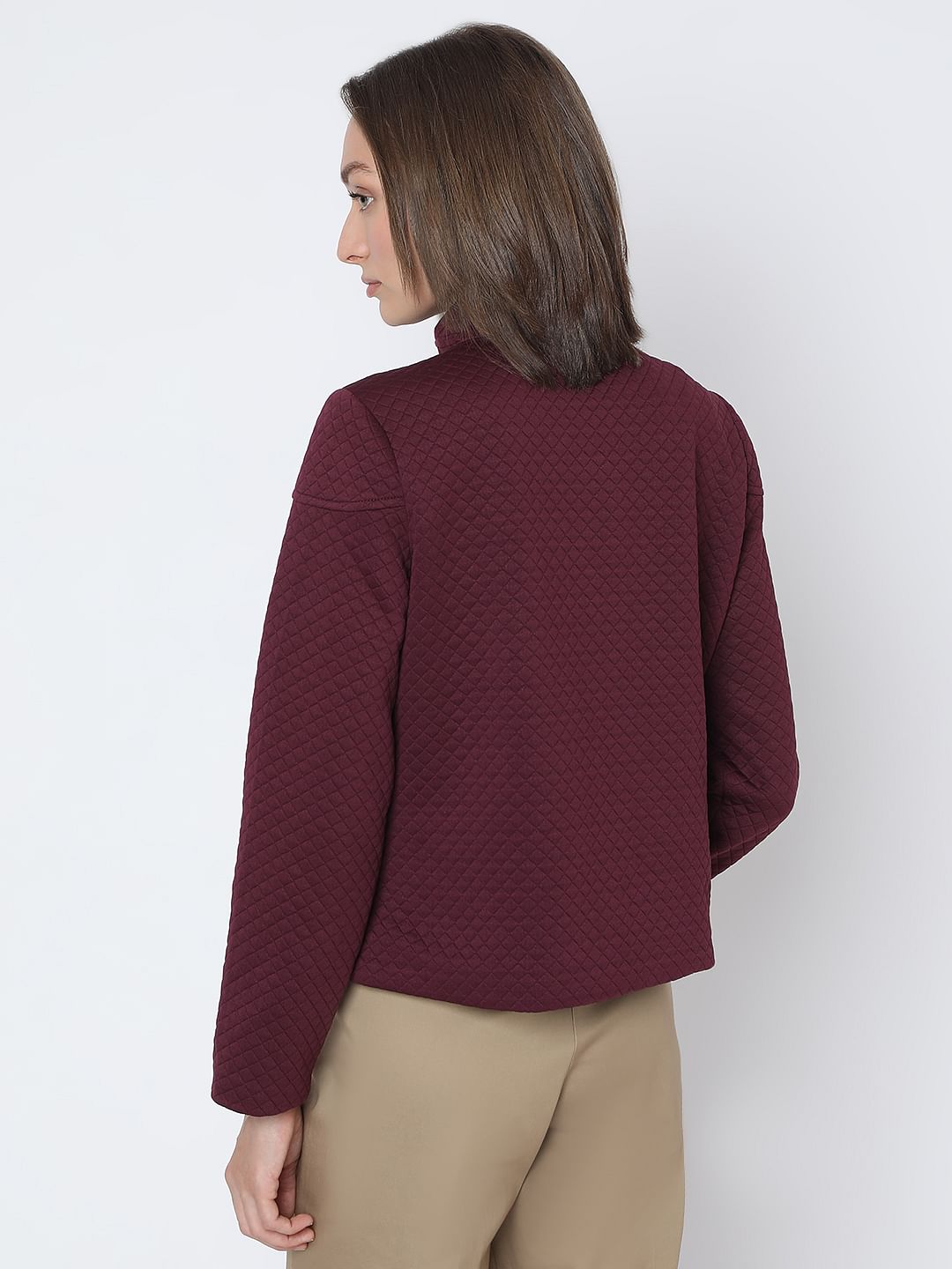 Maroon Quilted Jacket