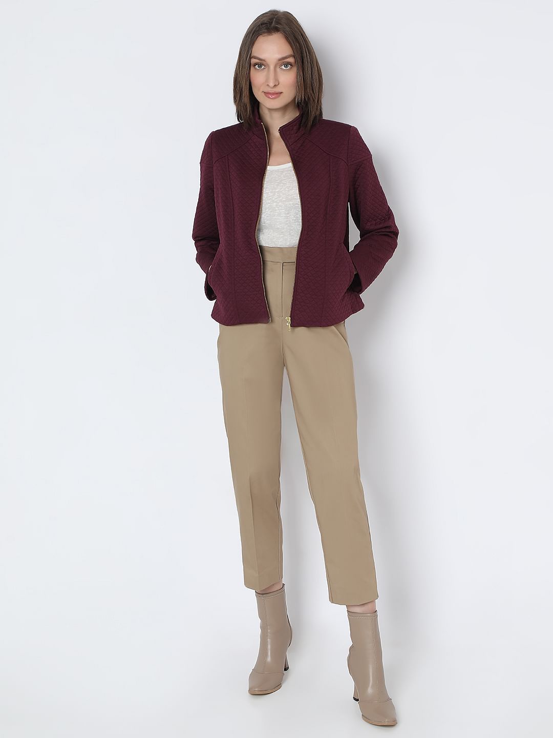 Maroon Quilted Jacket