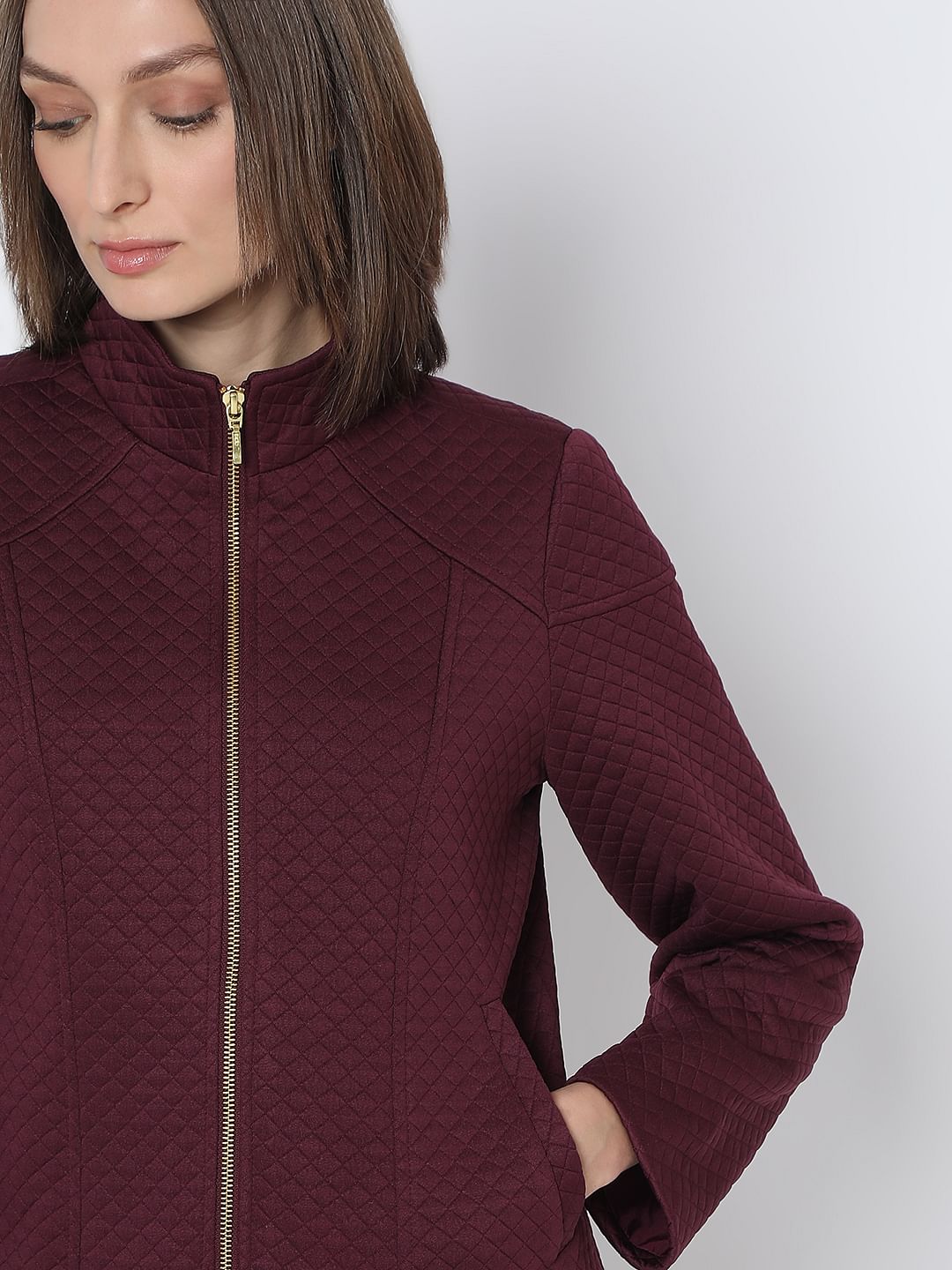 Maroon Quilted Jacket
