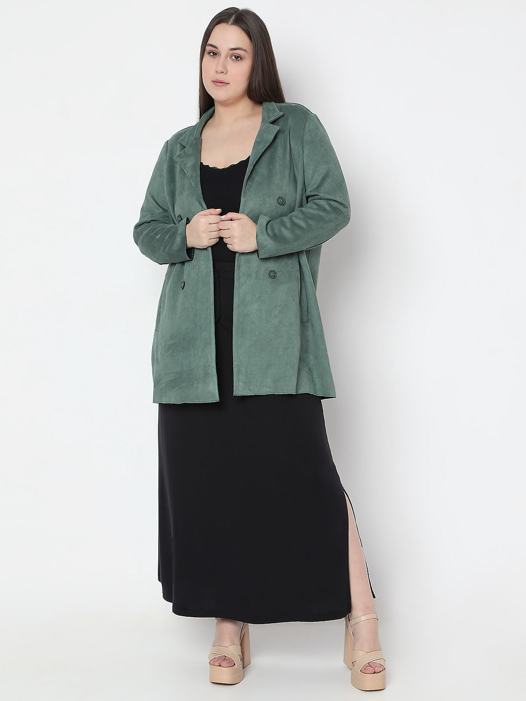 Curve Green Suede Jacket