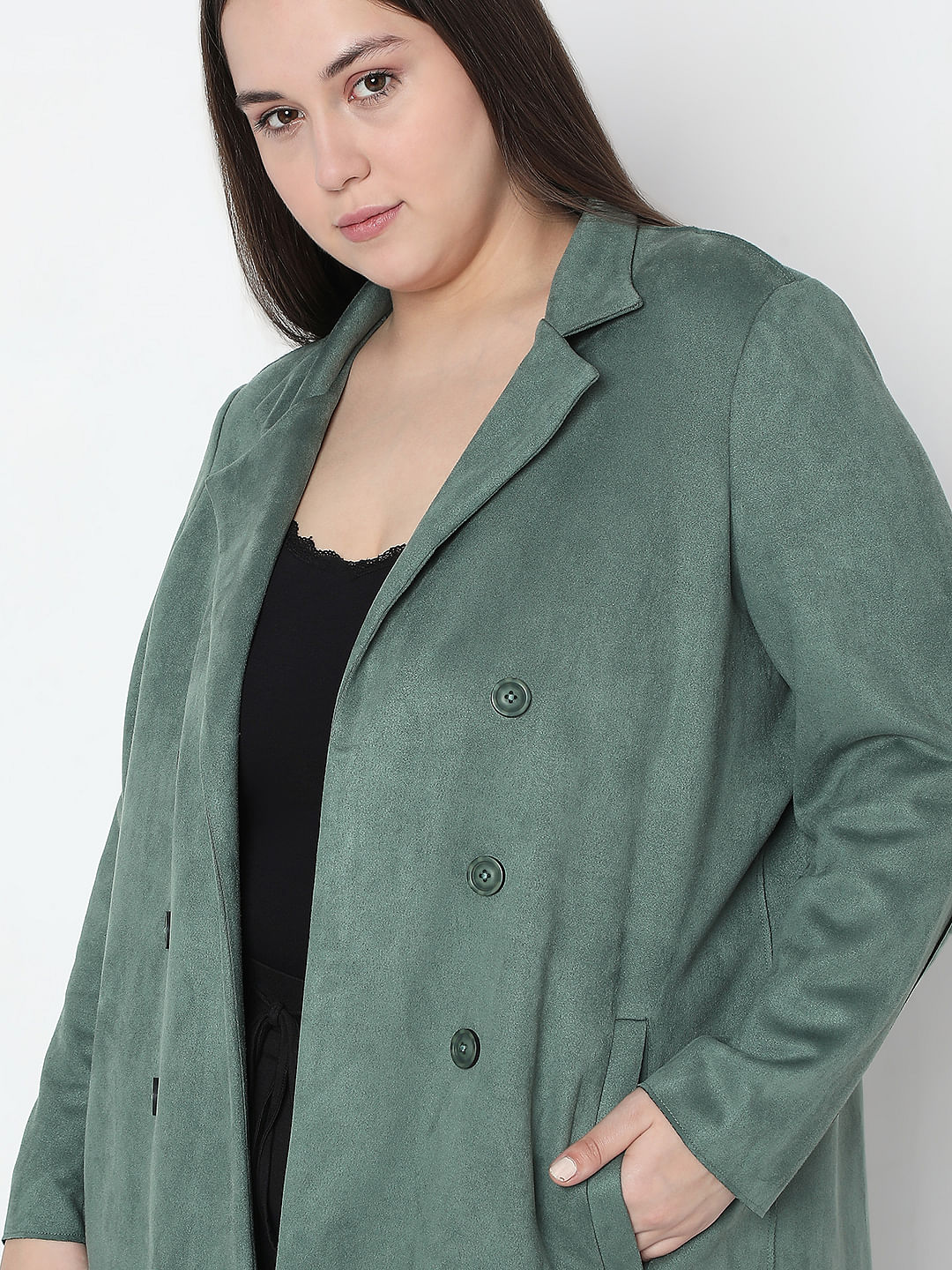 Curve Green Suede Jacket