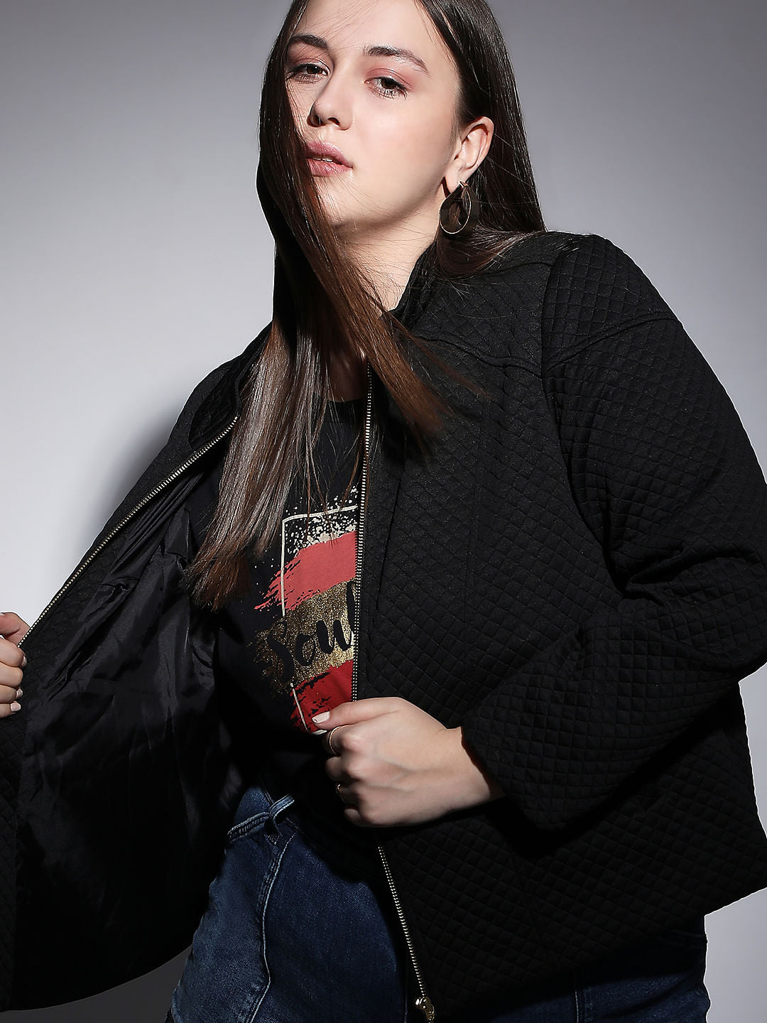 Curve Black Quilted Jacket