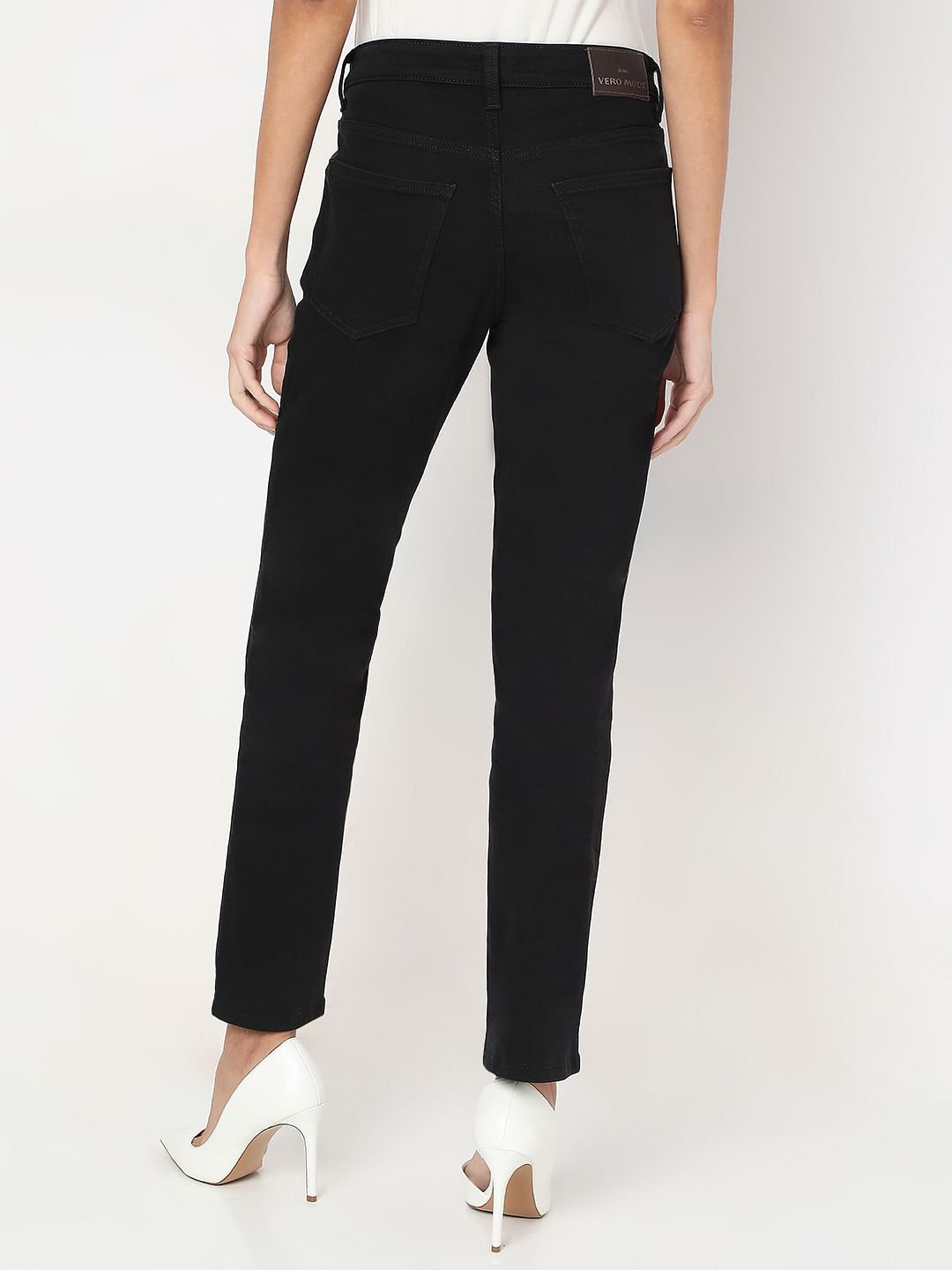 Black Mid Rise Straight Fit Jeans