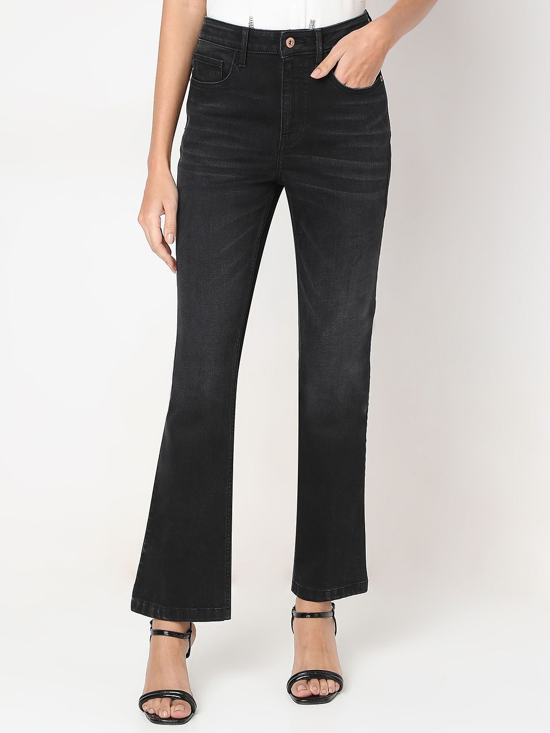 Black High Rise Bootcut Jeans