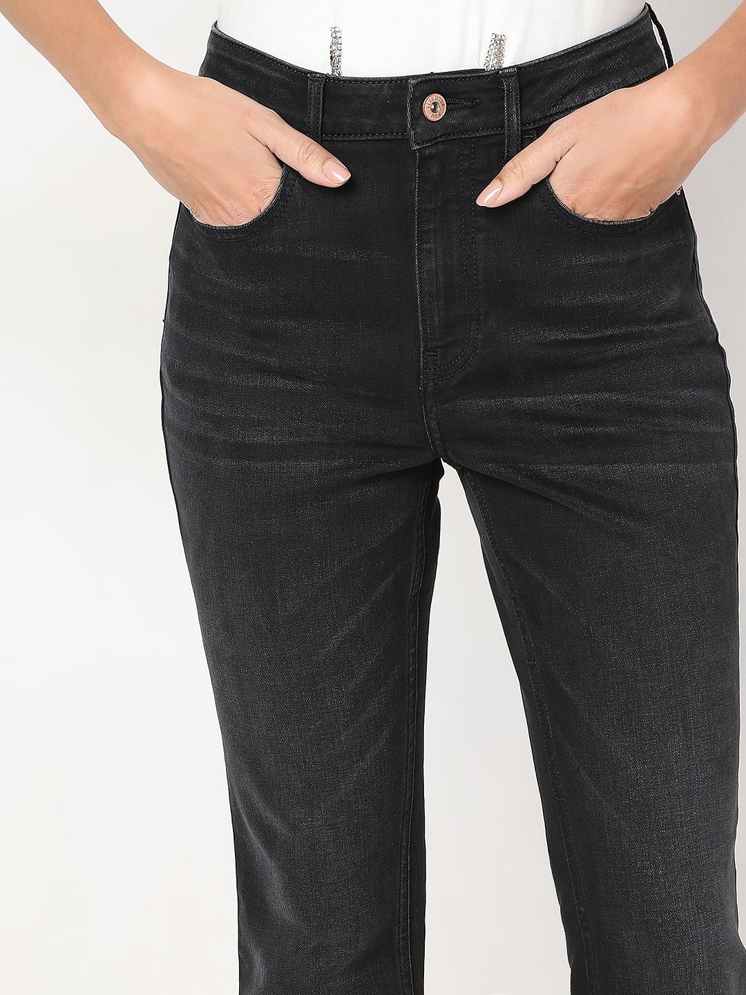 Black High Rise Bootcut Jeans