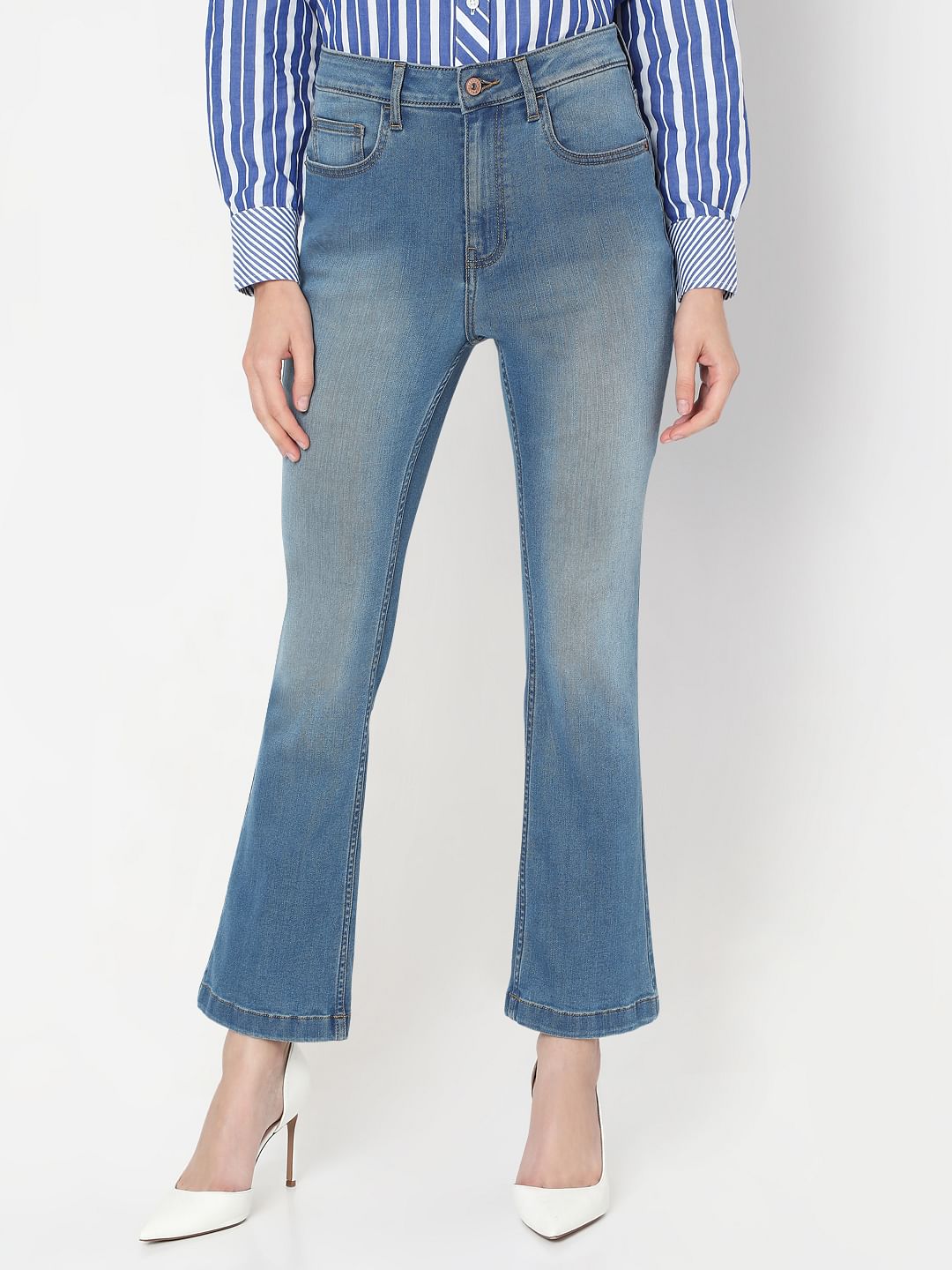 Blue High Rise Bootcut Jeans