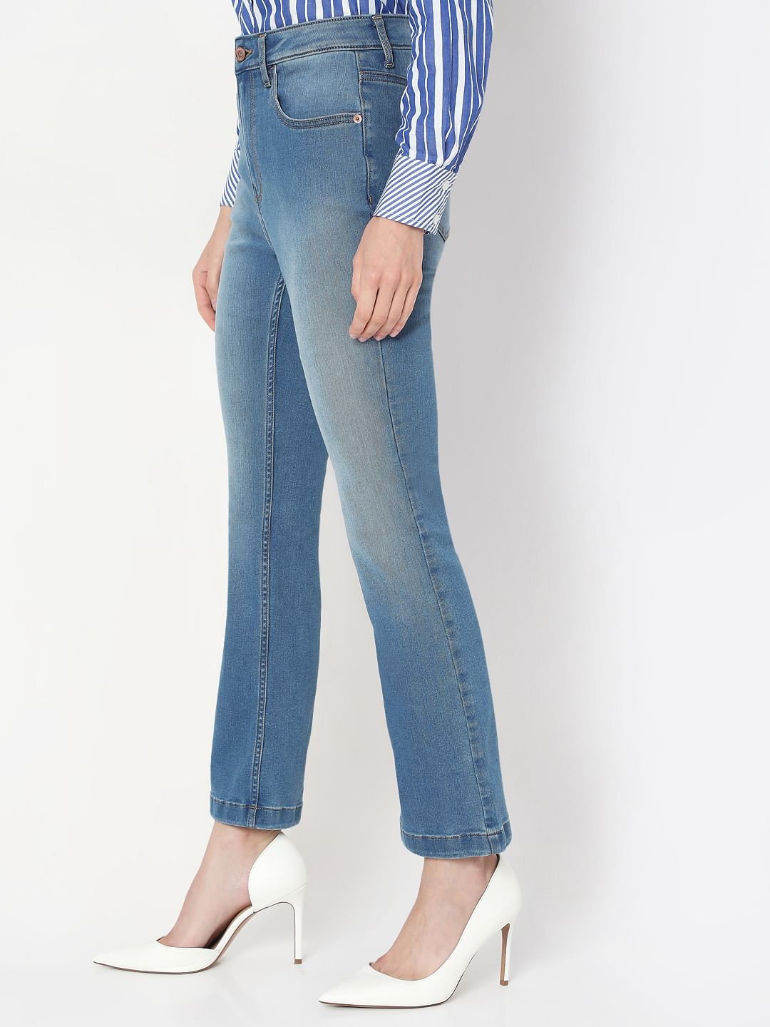 Blue High Rise Bootcut Jeans