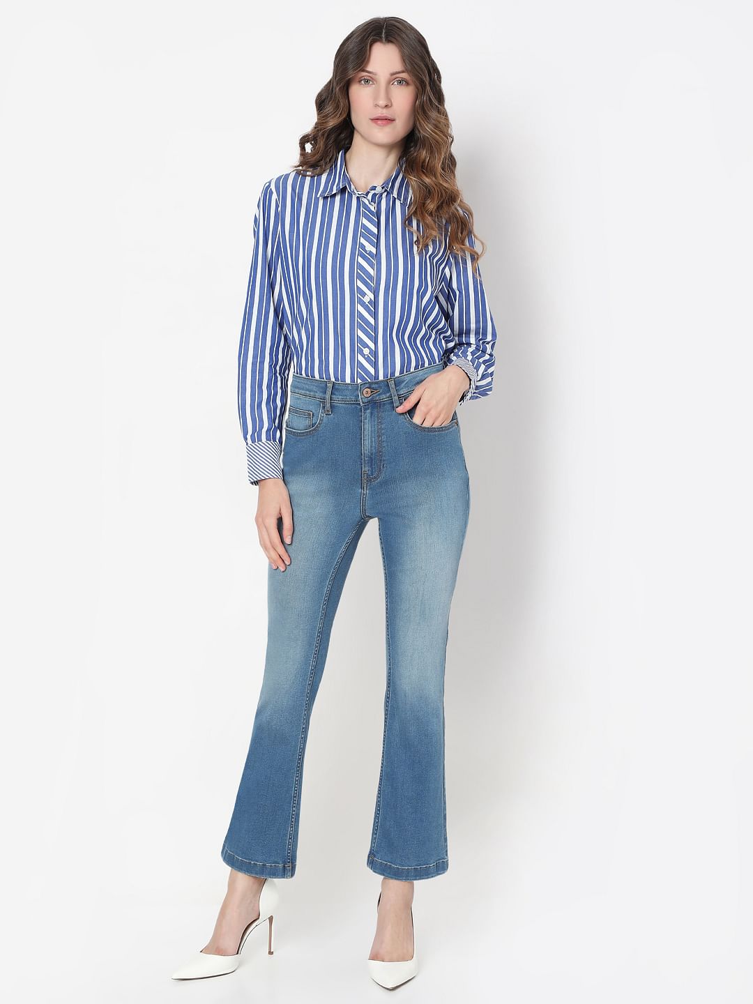 Blue High Rise Bootcut Jeans