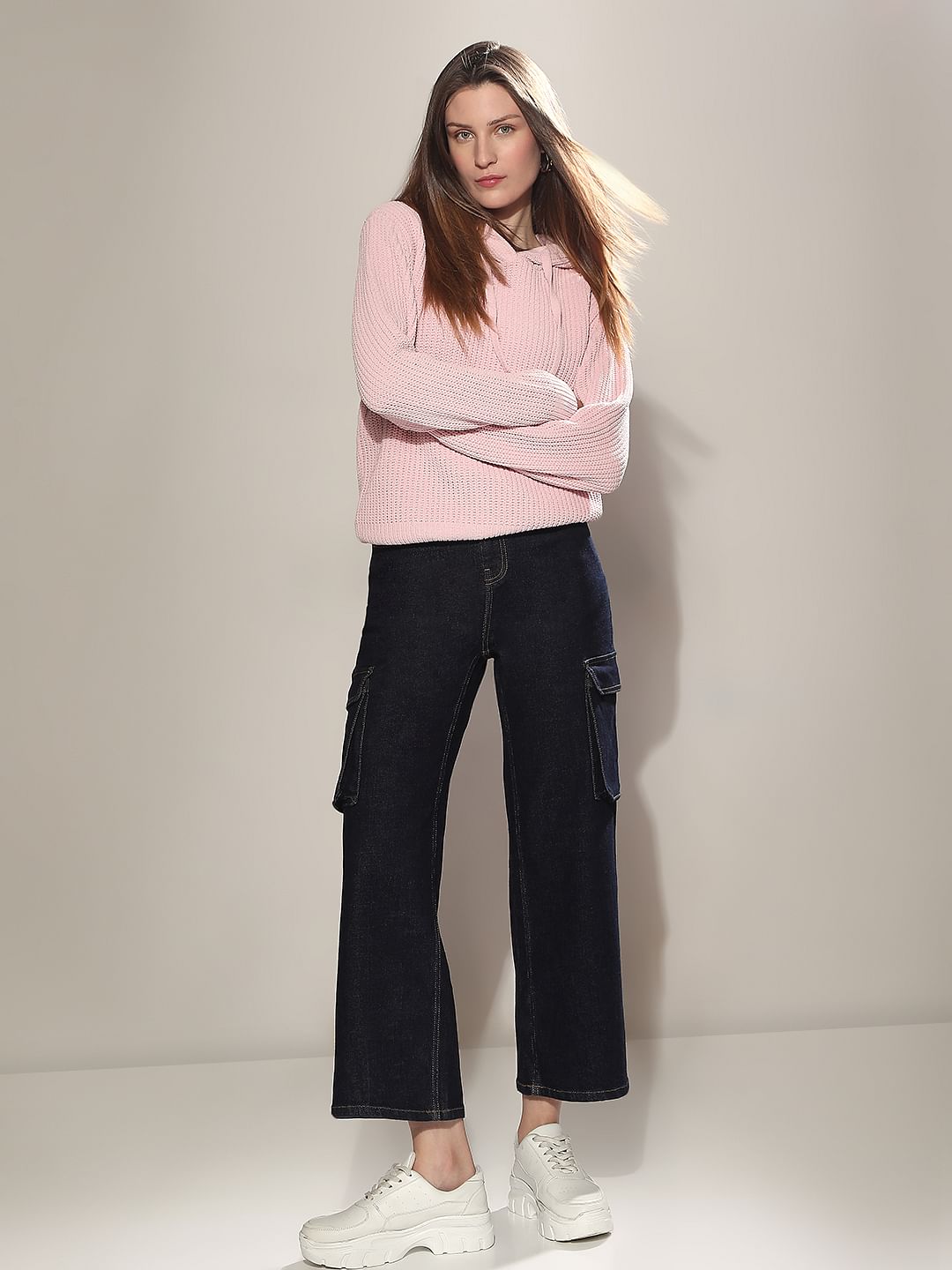 Dark Blue Wide-Leg Jeans