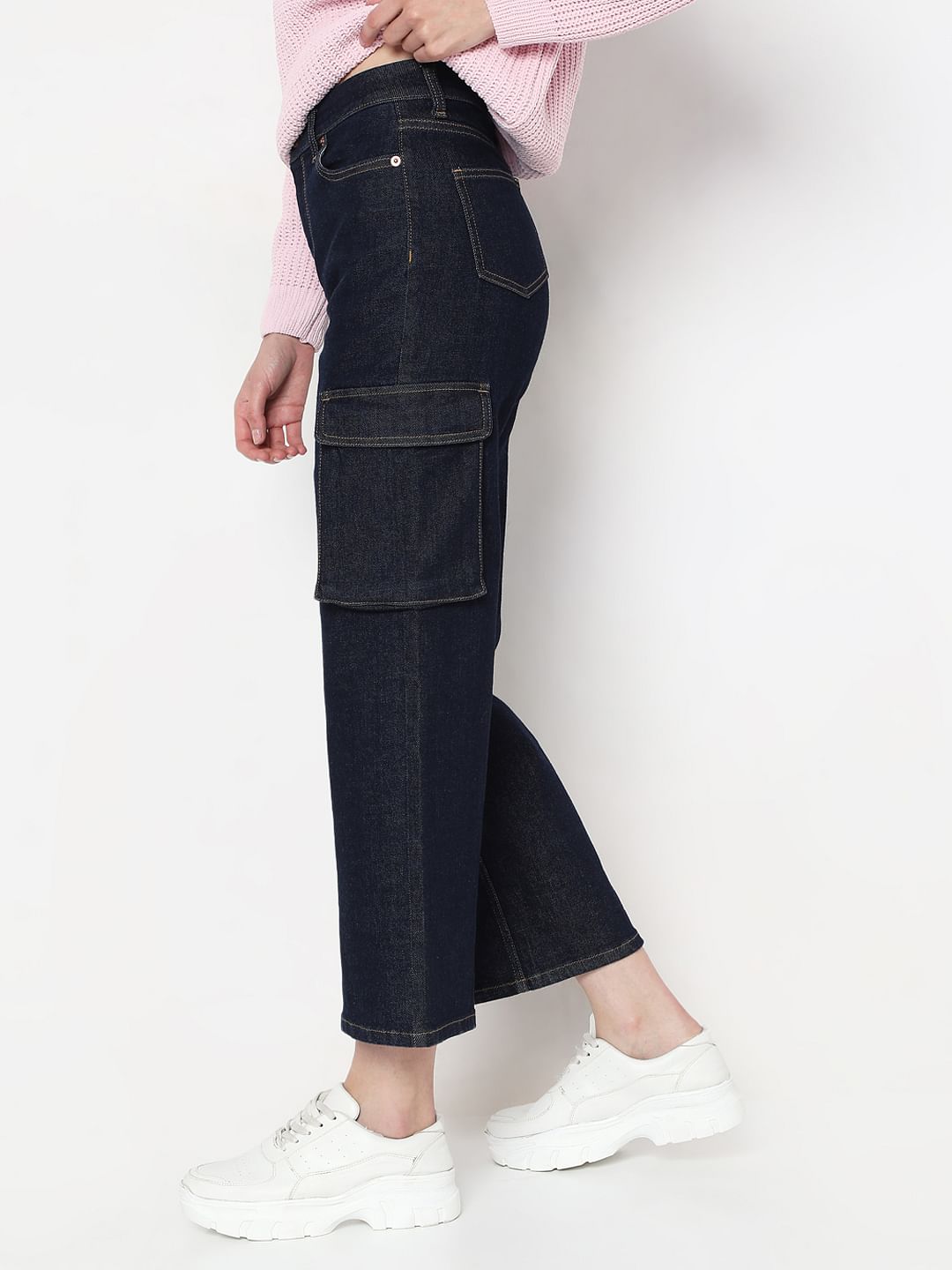 Dark Blue Wide-Leg Jeans
