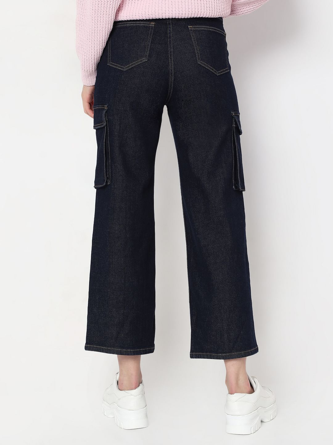 Dark Blue Wide-Leg Jeans