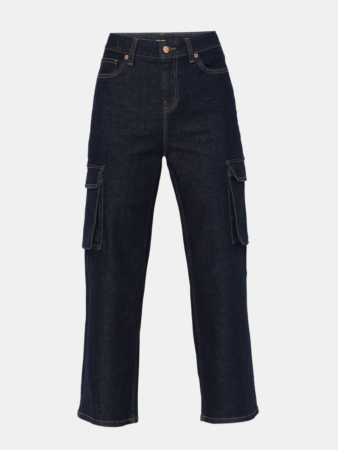 Dark Blue Wide-Leg Jeans