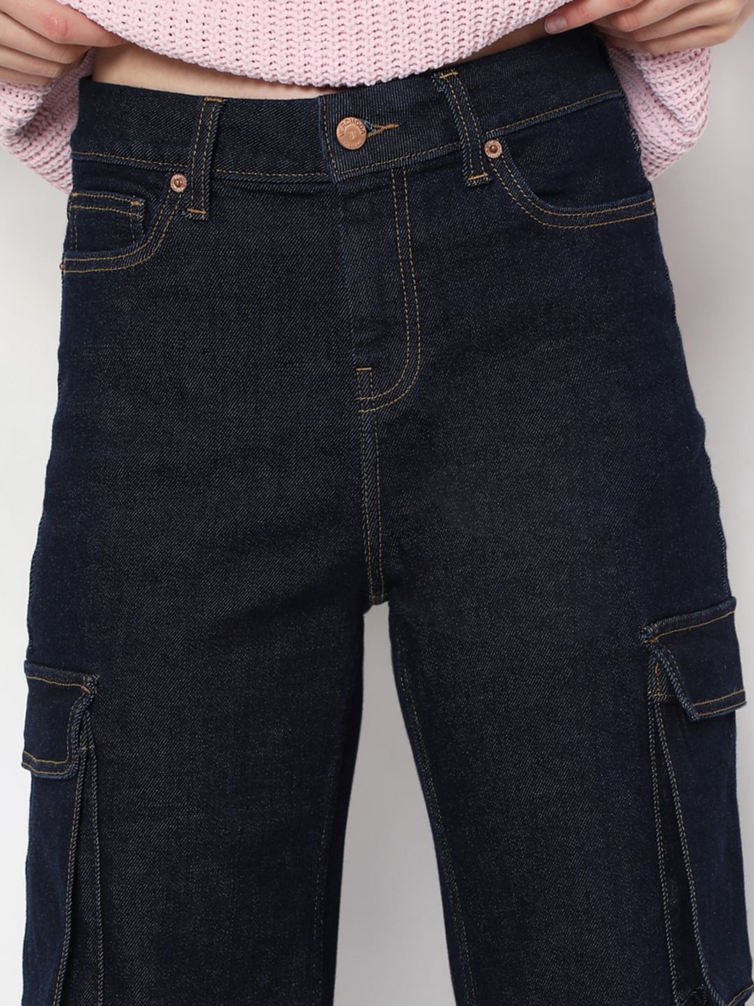 Dark Blue Wide-Leg Jeans