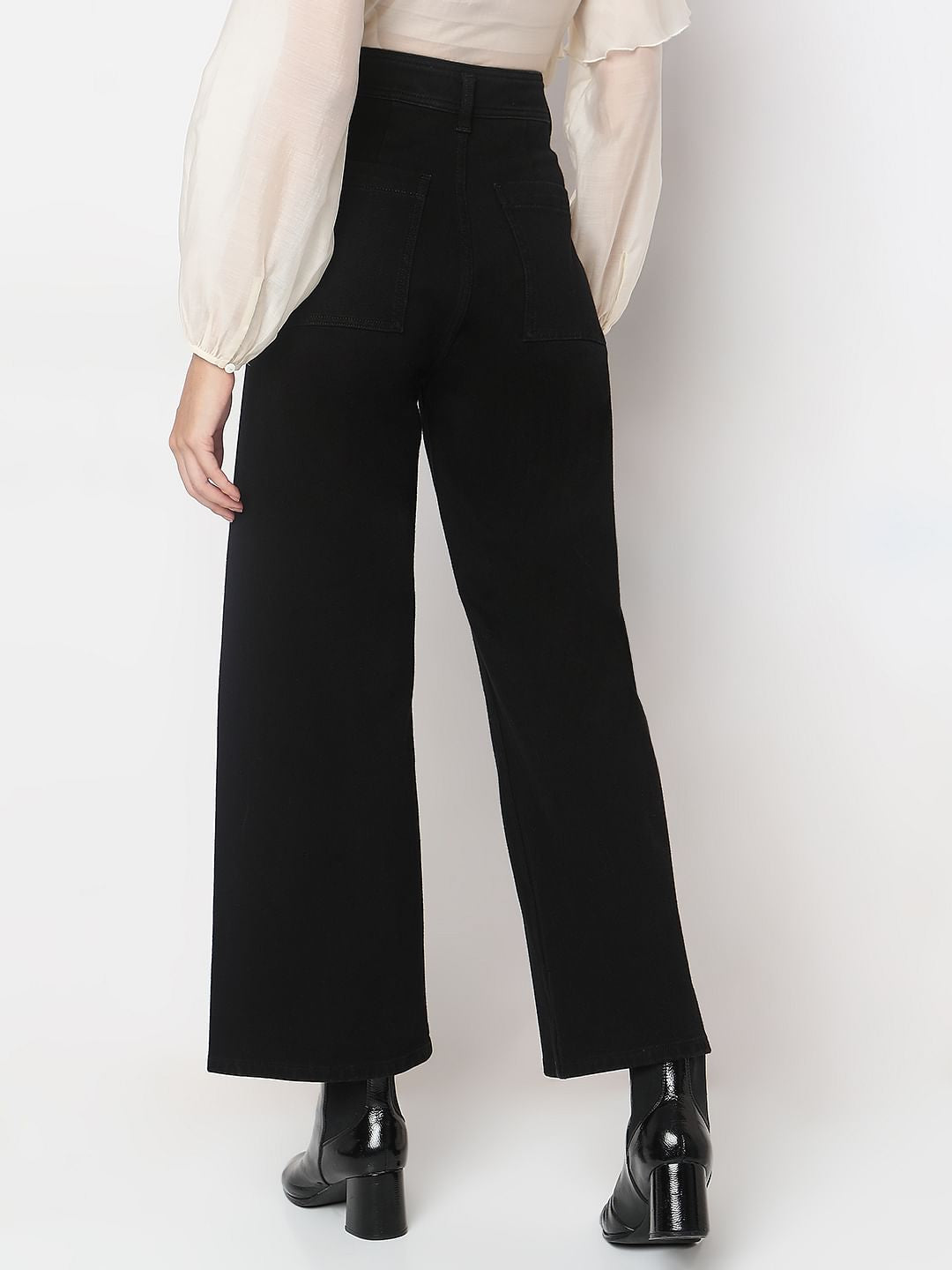 Black High Rise Wide Leg Jeans