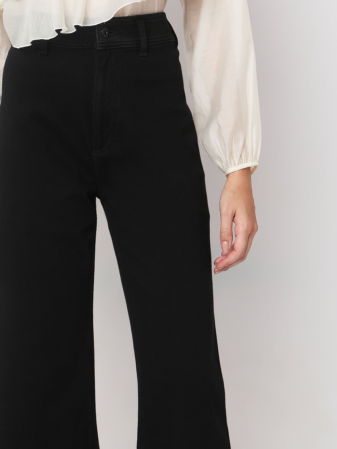 Black High Rise Wide Leg Jeans