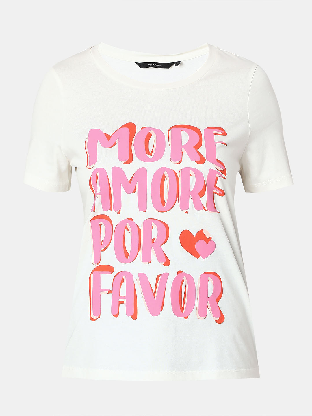 White Typographic Print Cotton T-Shirt