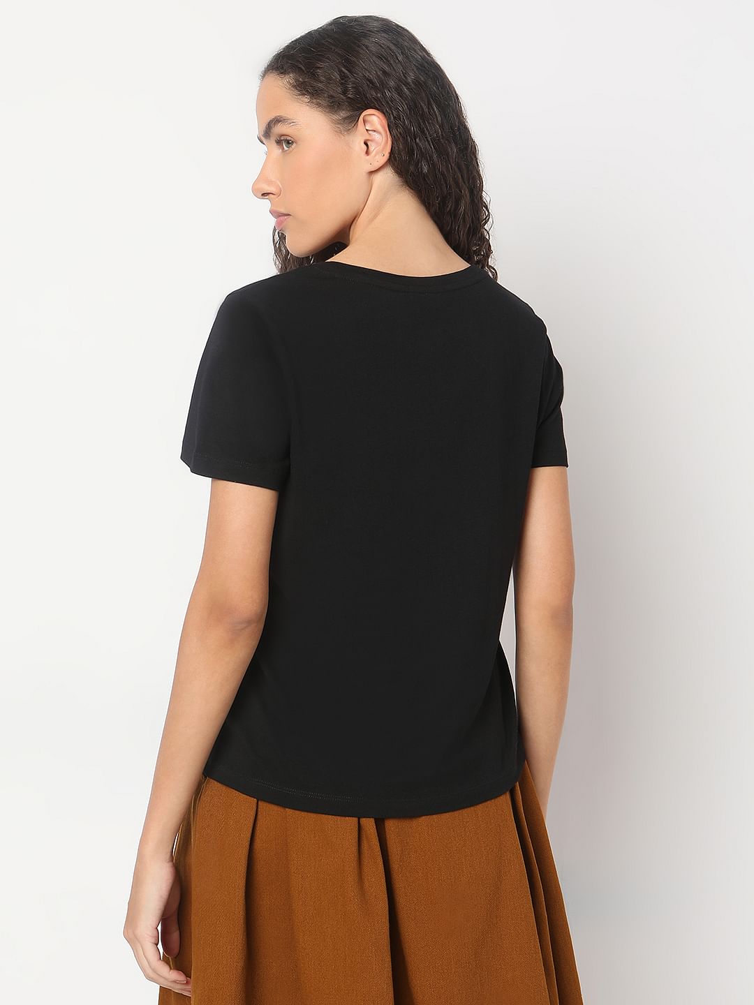 Black Typographic Print Cotton T-Shirt