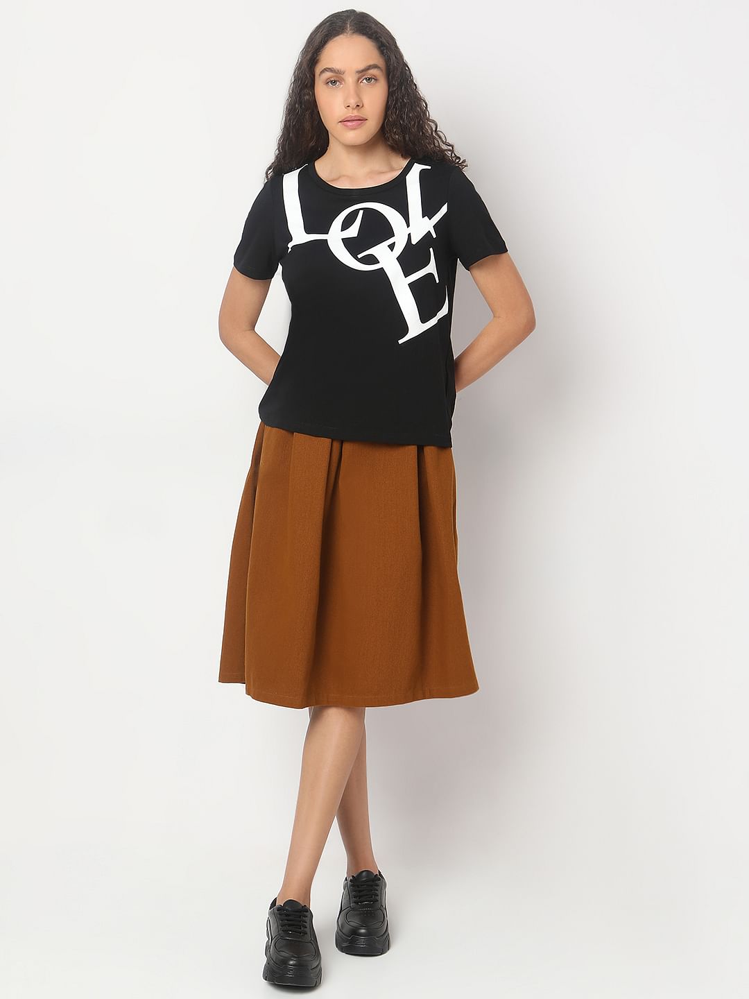 Black Typographic Print Cotton T-Shirt