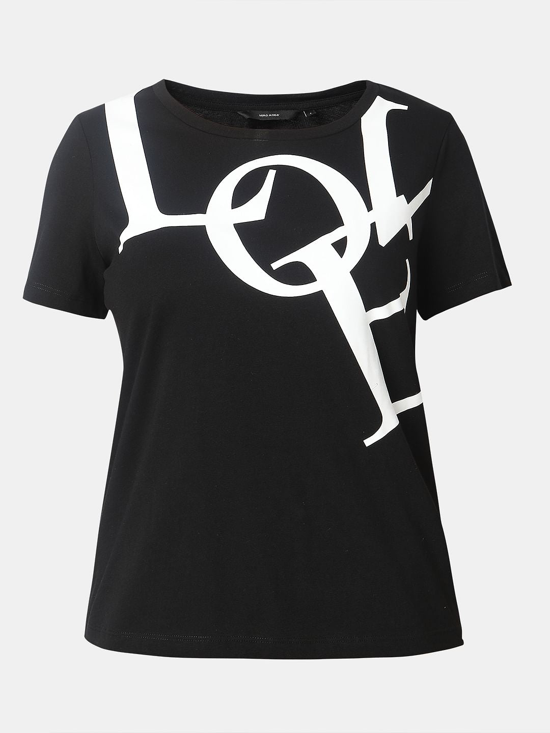 Black Typographic Print Cotton T-Shirt