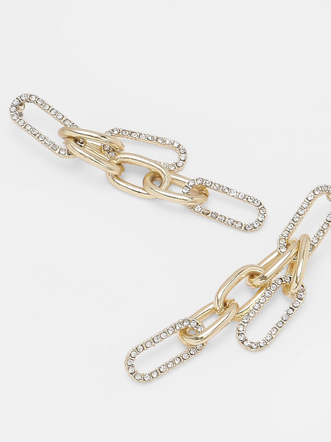 Golden Rhinestone Chain Earrings