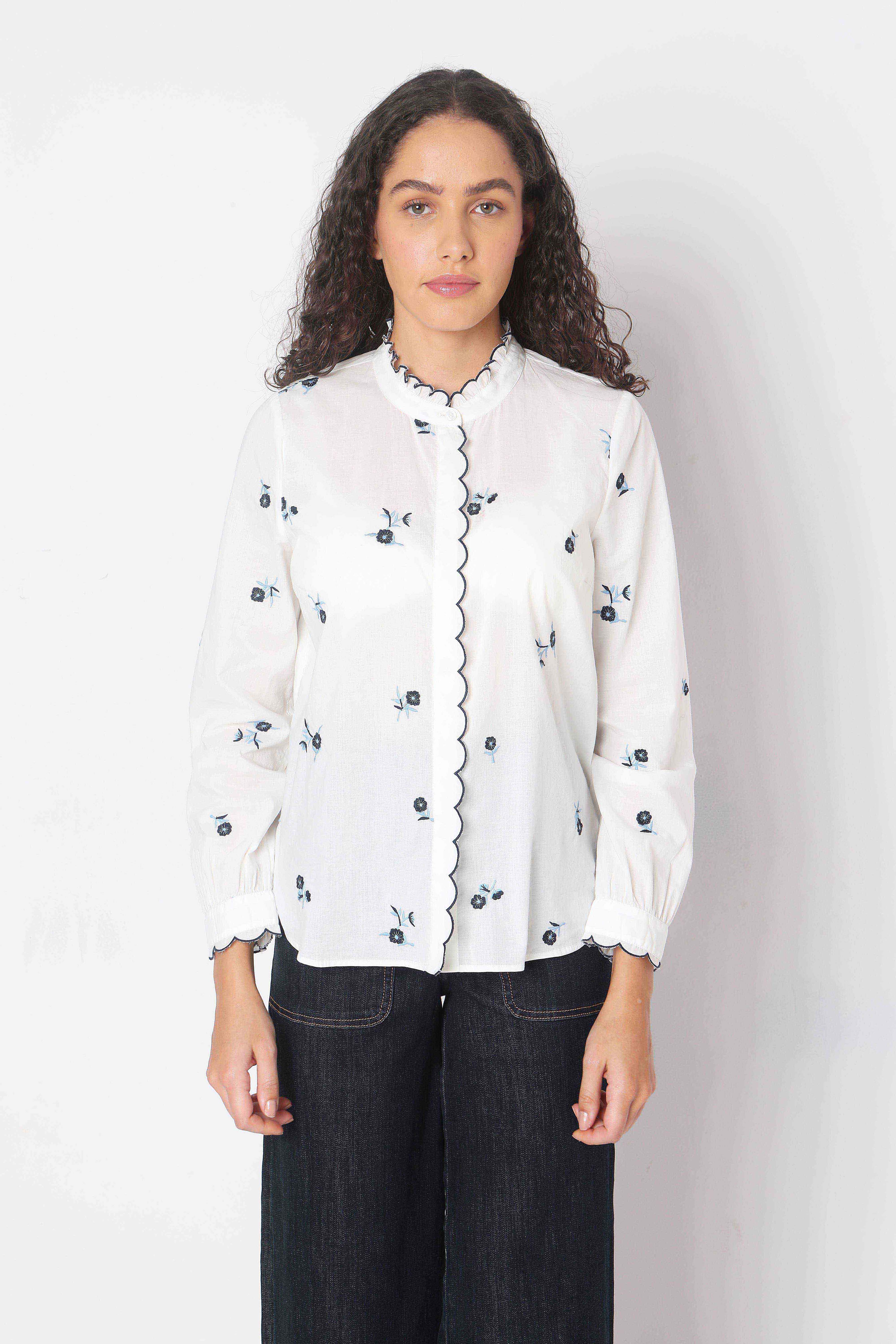 Vero Moda White Printed Cotton Shirt