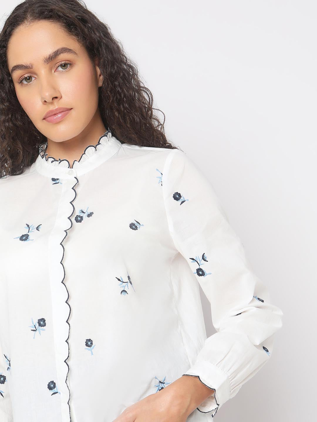 Vero Moda White Printed Cotton Shirt