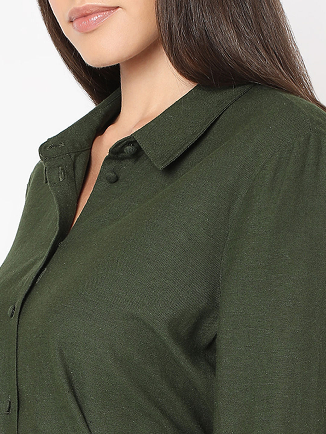 Olive Midi Shirt Dress