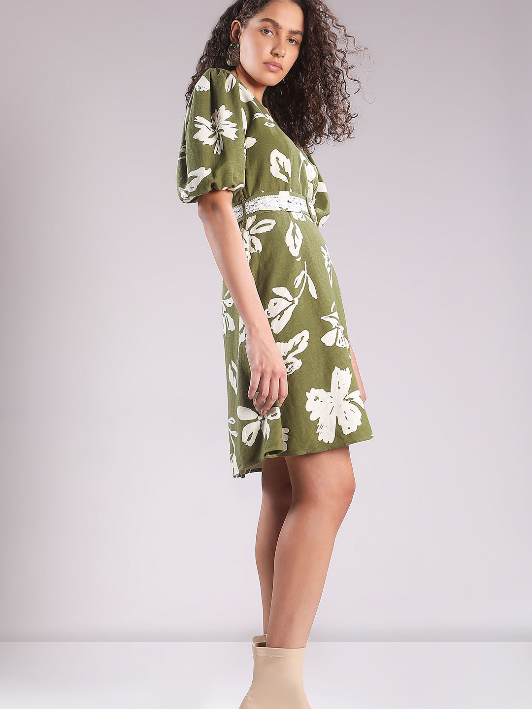 Sage Green Floral Print Dress